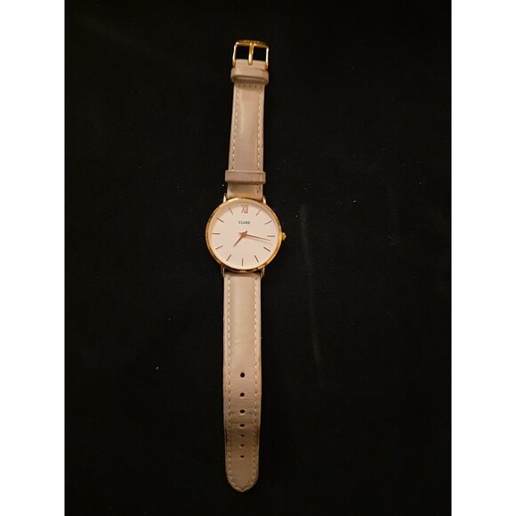 CLUSE Women\'s Watch Minuit Gray Leather Gold Authentic (Needs New Battery) main image 2